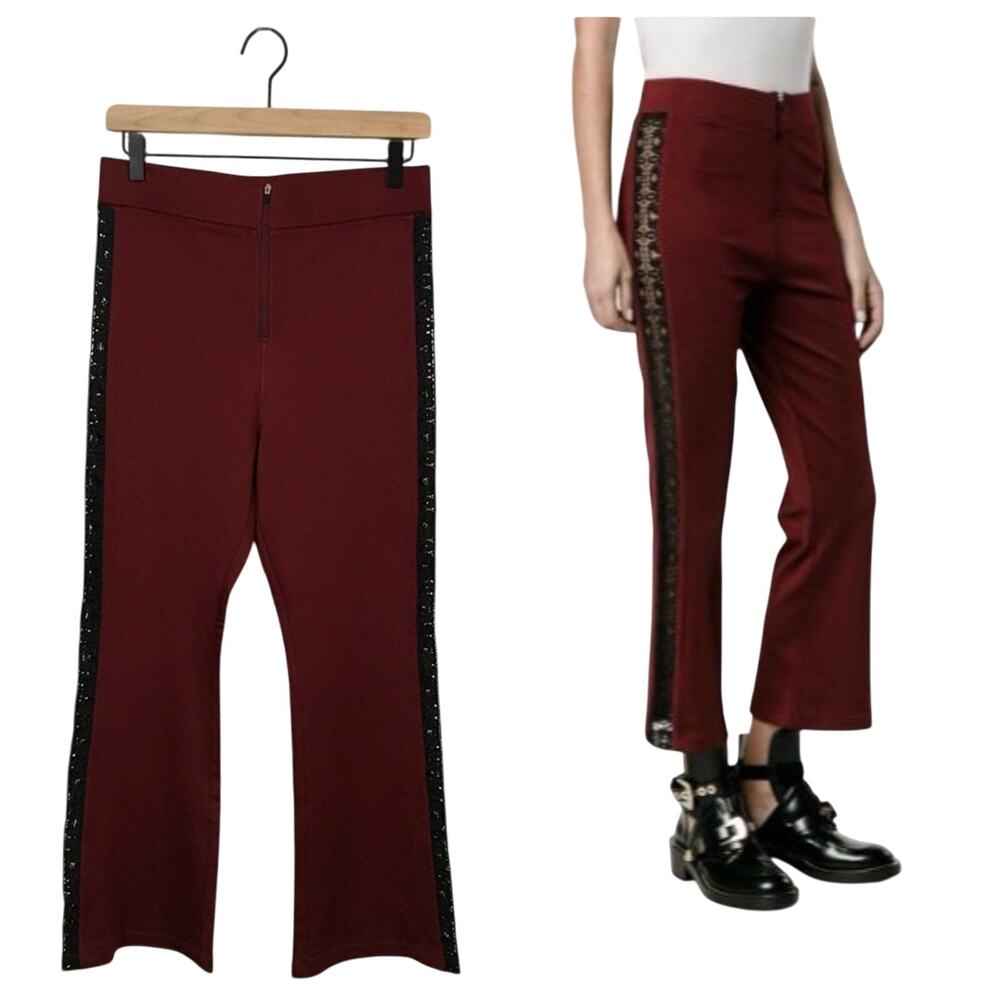 NWT Ganni Bootcut Lace Panel Trousers - Burgundy - XS*